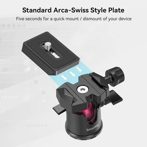 Vista 5 de SmallRig Mini trípode para cámara, trípode de mesa de escritorio actualizado con placa QR compatible con tipo Arca, cabezal de bola de 360°