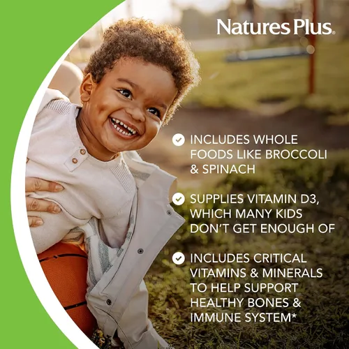 Vista 5 de Natures Plus Animal Parade - Multivitamínico masticable para niños, 90 tabletas en forma de animal, sabores surtidos naturales, vegetariano, sin