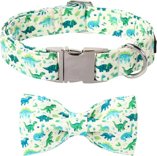 Vista 17 de Collar para perro con corbatín de Lionet Paws, Collar de corbatín de verano para perro, Collar para perro ajustable y cómodo, regalo para cachorro