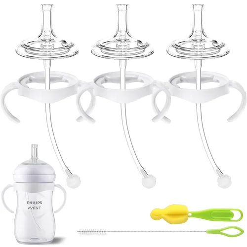 Vista 10 de Kit de Conversión de Vaso con Pajita con Fundas de Silicona para Biberón de Vidrio Natural Avent de 8oz, Kit de Transición de Vasos Entrenadores