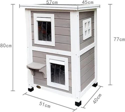 Vista 2 de Cat Villa Cat House Outdoor Double Floor Cat Villa Interior Cat Room Pet Litter Outdoor Cat House Cat House Cat Tower