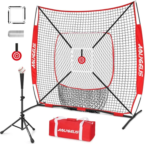 Vista 13 de 6'X6' Baseball Softball Practice Net,Pitching Net,Batting Net,with Bonus Strike Zone,Target and Bow Frame,for Hitting,Pitching,Catching