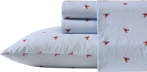 Vista 30 de Nautica - Sábanas, juego de ropa de cama de percal de algodón con funda de almohada a juego, vigorizante y fresco, bolsillo profundo