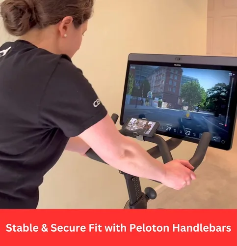 Vista 3 de Soporte para teléfono compatible con Peloton Bike & Bike Plus - Ajuste seguro y fácil operación con una sola mano - Rotación de 360 grados - Soporte