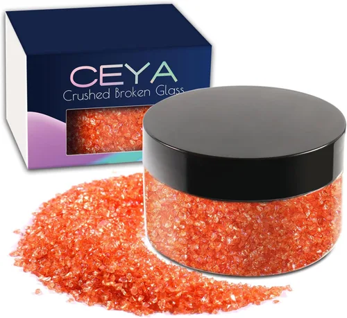 Vista 31 de Ceya - Conjunto de purpurina de vidrio irregular triturado en 32 colores, 640g/ 22.6 oz, chips de cristal metálico roto de 2-4mm, purpurina gruesa