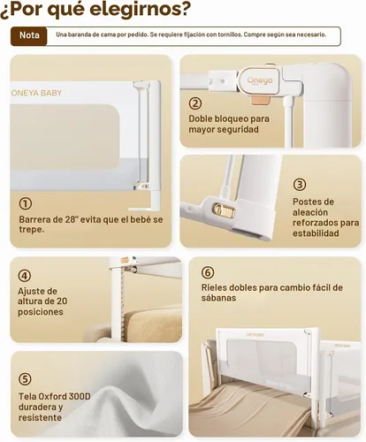 Vista 4 de Riel de cama para niños pequeños, protector de riel de cama de bebé grueso
