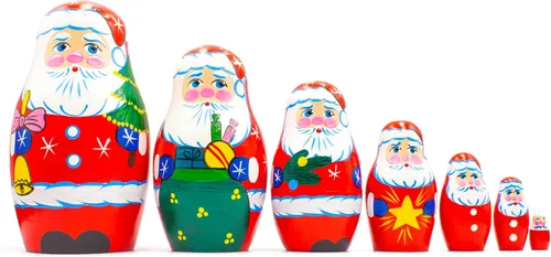 Vista 7 de Muñecos de anidación de madera de Papá Noel de Navidad, 7 piezas, decoración de Navidad de Papá Noel, ideas de regalos de muñecas - Matryoshka