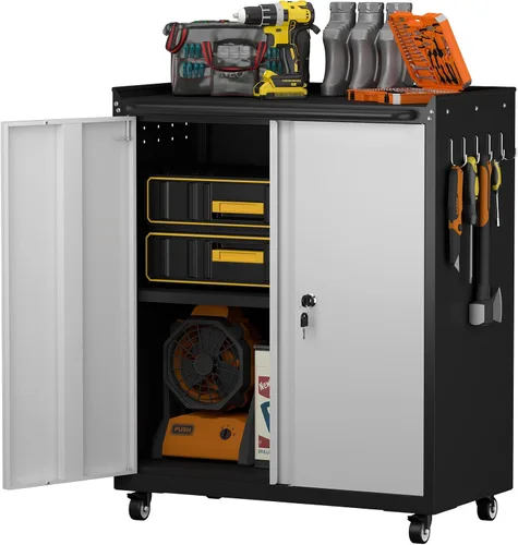 Vista 9 de GREATMEET Garage Storage Cabinet with Wheels, Mobile Rolling Tool Cabinet