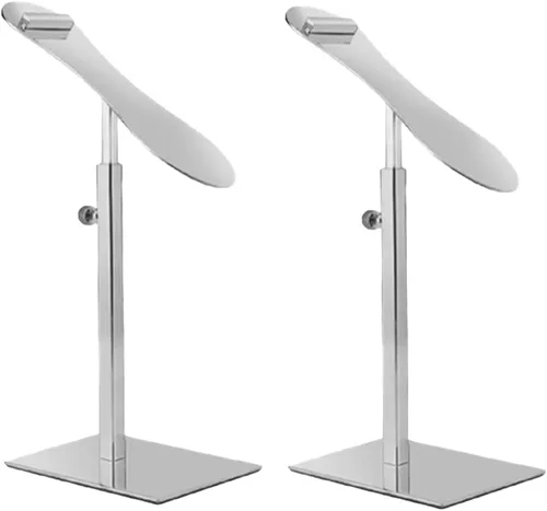 Vista 7 de Soporte de exhibición de zapatos plateado, soporte de elevadores para encimera, estante de zapatos ajustable, suministros minoristas, exhibición