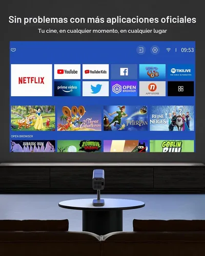 Vista 3 de 【Licencia de Netflix e integrado】Proyector inteligente WiFi PANSEBA con soporte telescópico, 4K compatible con 300 pulgadas HD proyector