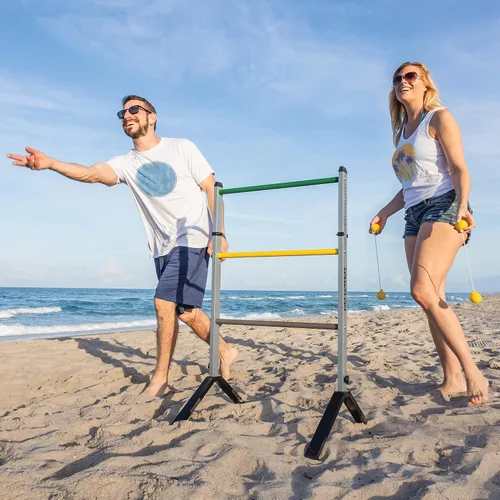 Vista 5 de EastPoint Go Gater Ladderball Set, 2 Steel Ladders, 6 Bolos, Outdoor Games Gris/Amarillo