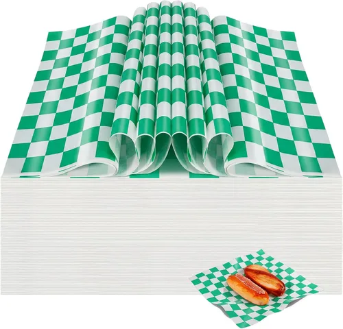 Vista 14 de Colarr 1000 hojas de papel encerado a granel de 15 x 15 pulgadas, papel grande para envolver sándwiches a cuadros, para hamburguesas, pan, Negro