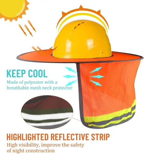 Vista 3 de WMYCONGCONG Protector solar de ala completa, visera de malla para el cuello, con tira reflectante para construcción al aire libre, accesorios