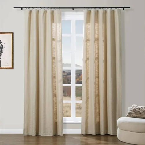 Vista 11 de ChadMade Simon Collection - Cortina de mezcla de algodón con forro de algodón de privacidad, 1 panel de 50 pulgadas de ancho x 84 pulgadas de largo