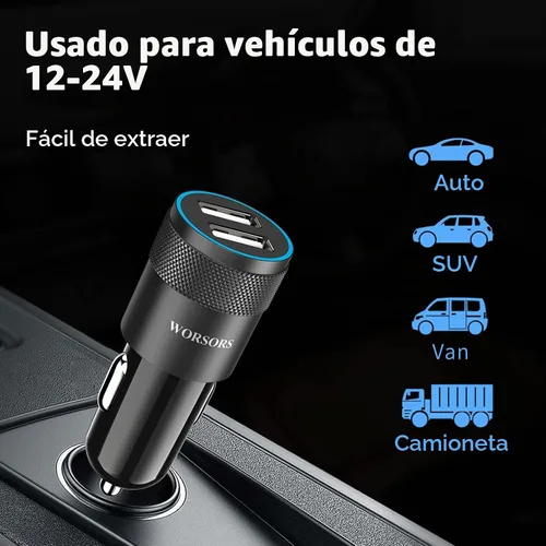Vista 6 de Cargador rápido MFi Dual USB 4.8A con 2 cables Lightning de 3 pies