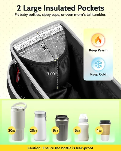 Vista 8 de YOREPEK - Carrito grande para cochecito de bebé, accesorios para UPPAbaby Vista/Cruz 2 Insulated Cup Holders, Wipes Pocket, Clear Phone Slot