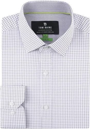 Vista 7 de Tom Baine Camisa de hombre ajustada de manga larga de alto rendimiento geométrica casual con botones