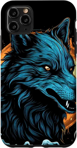 Vista 11 de Funda de arte de fantasía negra oculta para iPhone 14, lobo gótico, lobo y luna