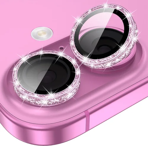 Vista 12 de YWXTW Protector de lente de cámara para iPhone 15/15 Plus/16e/ 17e, anillo de metal antiarañazos individual protector de pantalla de vidrio templado