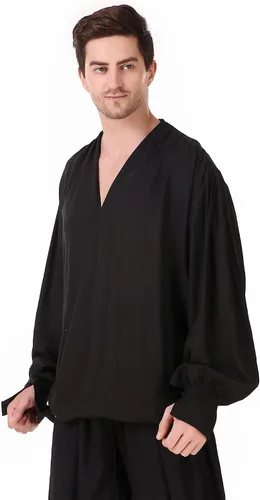 Vista 2 de BoheeWohee Camisa de pirata gótica renacentista medieval Cosplay RayónAlgodón
