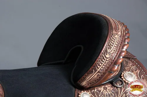 Vista 7 de HILASON Western Horse Treeless Trail Barrel Saddle American Leather Tan Horse Saddle Western Saddle Treeless Saddle Saddle for Horses