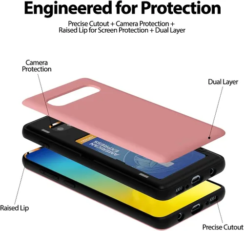 Vista 5 de GOOSPERY Funda magnética con parachoques para puerta compatible con Galaxy S10 Plus, estuche tipo billetera con soporte para tarjetas, cierre Rosado