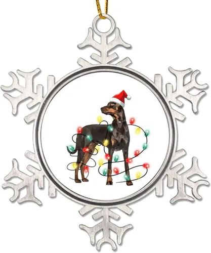 Vista 9 de Decoración de árbol de Navidad de metal con copo de nieve para perro, adorno de Navidad para perro, adorno de Navidad de feliz Navidad, sombrero