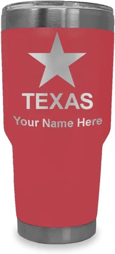 Vista 40 de LaserGram Vaso aislado al vacío de 20 onzas, bandera de Texas, grabado personalizado incluido (negro)