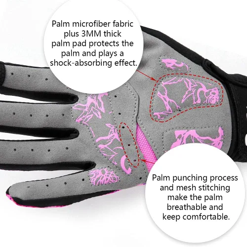 Vista 7 de DuShow Guantes de ciclismo para mujer, guantes de ciclismo de montaña para mujer, guantes acolchados de gel para pantalla táctil, guantes