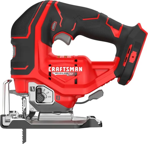 Vista 8 de CRAFTSMAN V20 RP - Sierra de calar inalámbrica, 3 ajustes orbitales, hasta 3,200 SPM, velocidad variable sin llave, solo herramienta (CMCS650B)