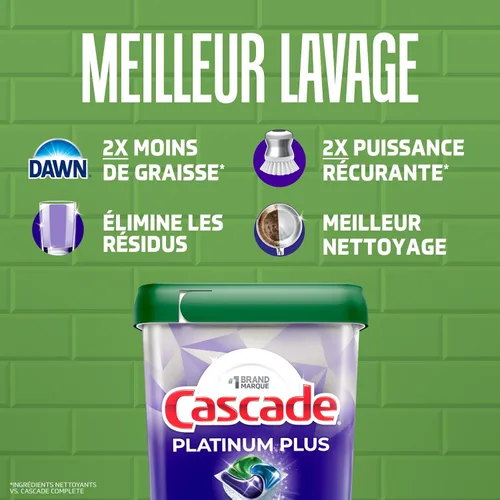 Vista 5 de Cascade Platinum Plus Action Pacs - Detergente para lavavajillas, aroma fresco, paquete de 51