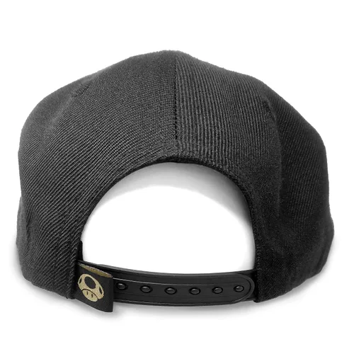 Vista 5 de Controller Gear Super Mario Flat Bill Snap Back Hat (Black & Gold Mario M)