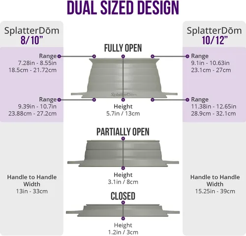 Vista 32 de L.I.Q - Protector de salpicaduras de silicona, se adapta a macetas de 8 y 10 pulgadas (20 y 9.8 in), apto para microondas y duradero, incluye tapa