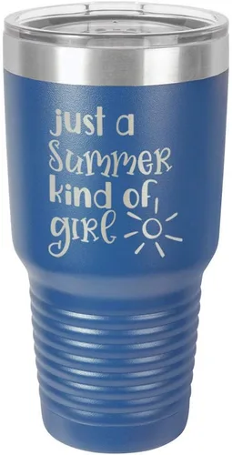 Vista 15 de JUST A SUMMER KIND OF GIRL Vaso de 30 oz con pajita y tapa superior deslizante Taza de viaje de acero inoxidable Comparar con Yeti Rambler