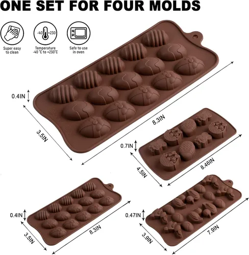 Vista 2 de Whaline 4 paquetes de moldes de silicona para huevos de Pascua, moldes de chocolate, conejo, conejo, pato, cesta de resina, molde de caramelo