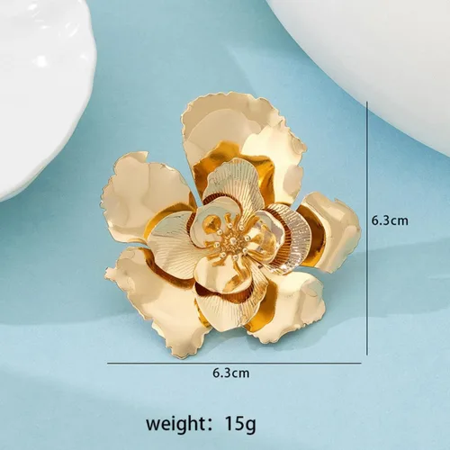 Vista 7 de Gold Flower Brooch Pin for Women Gold Flower Brooch Pin Large Blossom Floral Brooches Holiday Daily Wedding Jewelry
