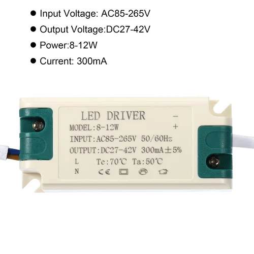 Vista 4 de PATIKIL 8-12W 300mA LED Driver, AC 85-265V Salida 27-42V DC Conector hembra Conector Rectificador de corriente constante Transformador Fuente