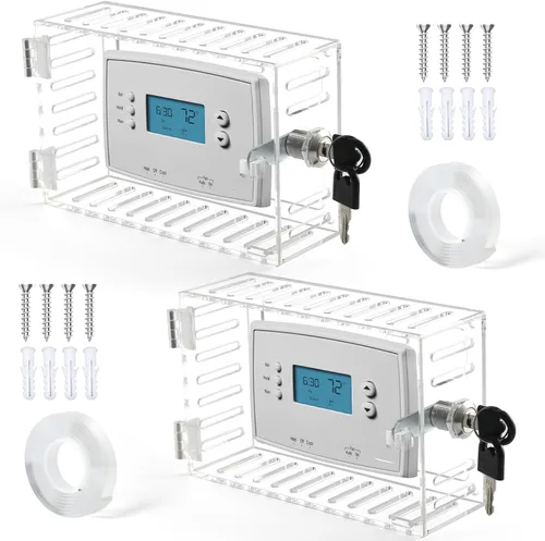 Vista 10 de SUTINE Caja de bloqueo de termostato, transparente, rectangular, 1 unidad, universal, montaje en pared, control HVAC, protector de termostato