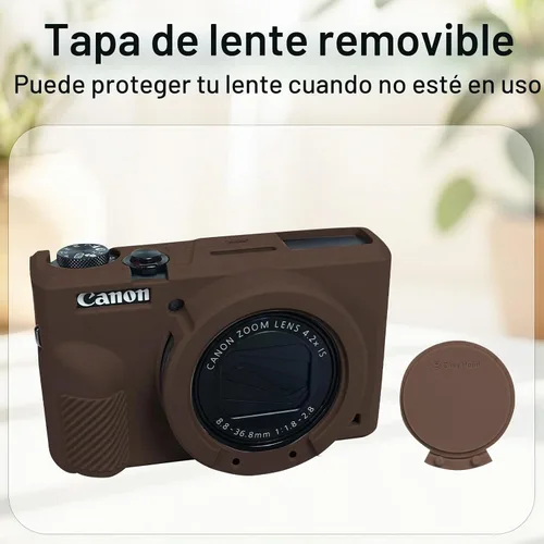 Vista 5 de Estuche de cámara con cubierta de lente para cámara Canon Powershot G7X Marrón