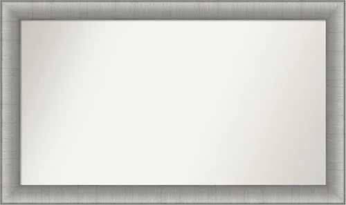 Vista 59 de Amanti Art Espejo de baño plateado para sobre el fregadero, 28 x 37 pulgadas, elegante espejo rectangular de peltre cepillado, marco de madera