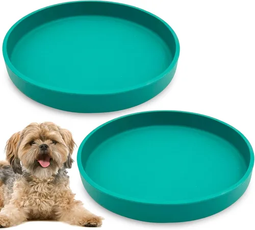 Vista 25 de Tazón de silicona poco profundo para perros, tazones de comida para gatos de 7 pulgadas, platos planos para cachorros, lindos platos para fatiga
