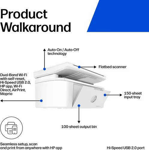 Vista 3 de HP Laserjet MFP M140w Impresora inalámbrica en blanco y negro, impresión, escaneo, copia, velocidades rápidas, fácil configuración, impresión móvil