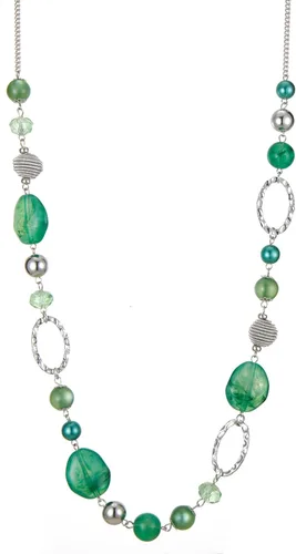 Vista 31 de BULINLIN Collar largo de cuentas para mujer, collar de cadena de suéter plateado con cuentas de resina de cristal, collar de joyería de moda