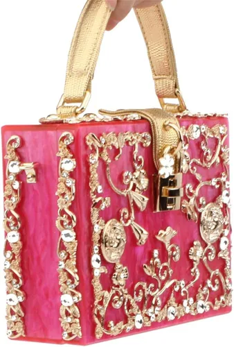 Vista 5 de Tngan Bolso de mano de acrílico cuadrado para mujer con diamantes de imitación
