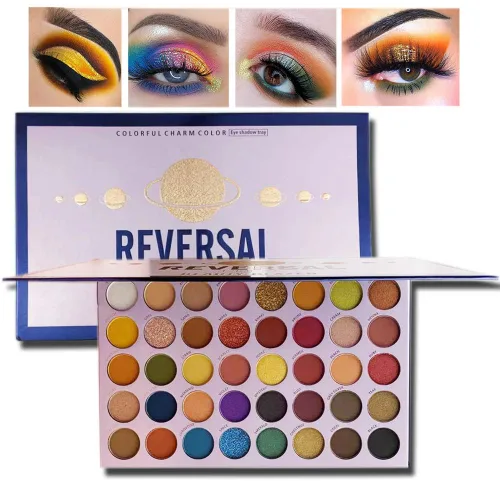 Vista 9 de Paleta de maquillaje Reversal Planet, 40 colores de purpurina metálica de alta pigmentación, fácil de difuminar, Sombras de ojos resistentes al