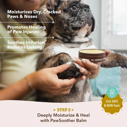 Vista 4 de Natural Dog Company Paquete de bálsamo calmante y palito para perros – Hidrata, cura y protege las patas secas y agrietadas – Bálsamo para patas