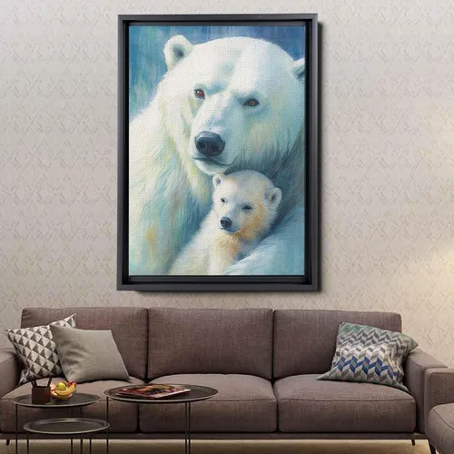 Vista 4 de Fox Mother Cub Print, In The Style Of Stencil-Based, Ivory, Kids Wall Art, Kids Wall Art Display, Mom And Baby Animal Art Print