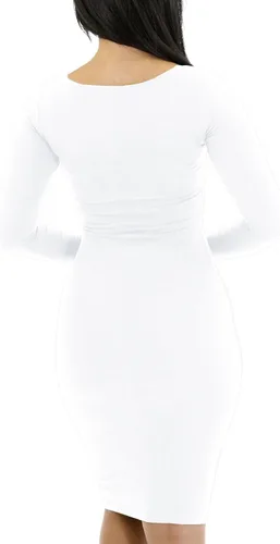 Vista 3 de Vestido ajustado de tubo para mujer, sexy, casual, manga larga, fruncido, ajustado, vestido de fiesta de club