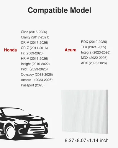 Vista 2 de Puroma Filtro de Aire de Cabina de Reemplazo para CP182, CF11182, Honda Civic, Clarity, CR-V, CR-Z, HR-V, Fit, Insight, Odyssey, Acura MDX, RDX