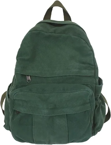 Vista 9 de GAXOS Mochila para laptop para mujer, mochila de lona de viaje para mujer, mochila estética vintage para la escuela, Negro, Mochilas de mochila